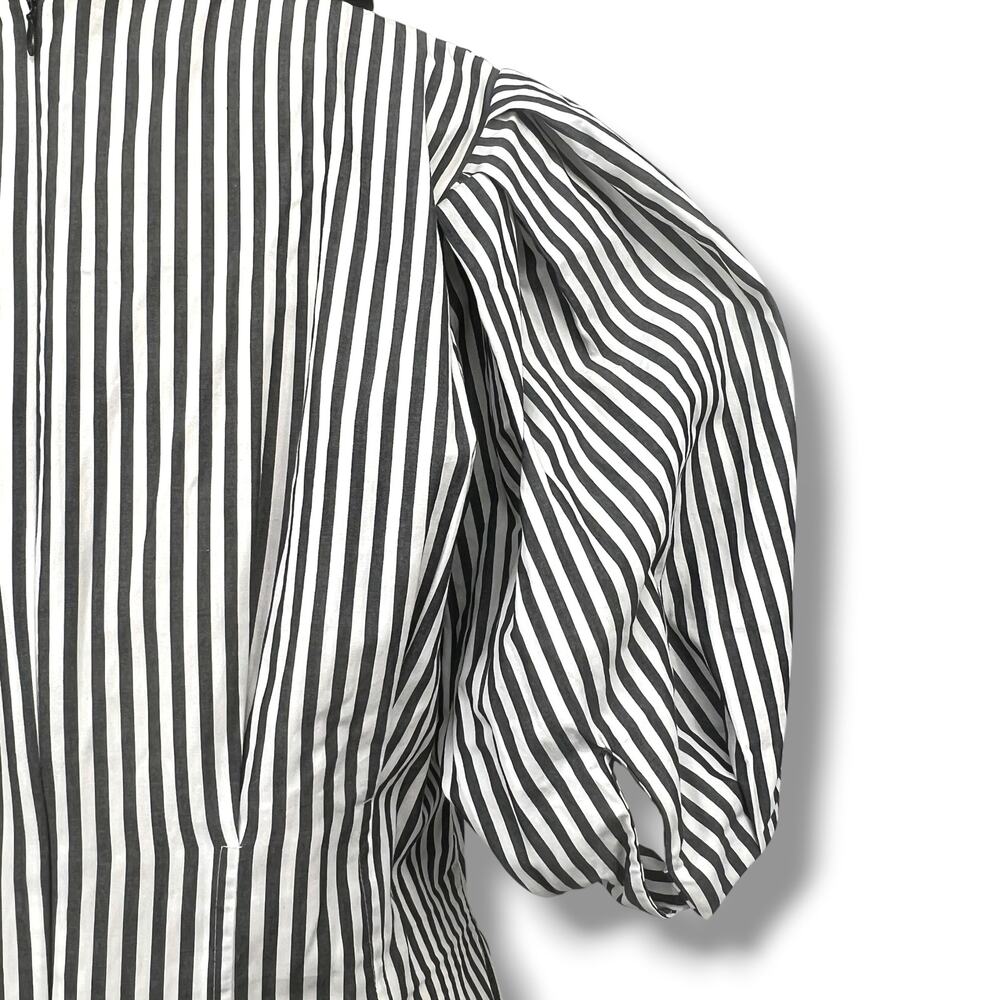 WHO WHAT WEAR  100% Cotton Gray Stripe Maxi Dress L  GardenParty Brunch - Picture 6 of 8